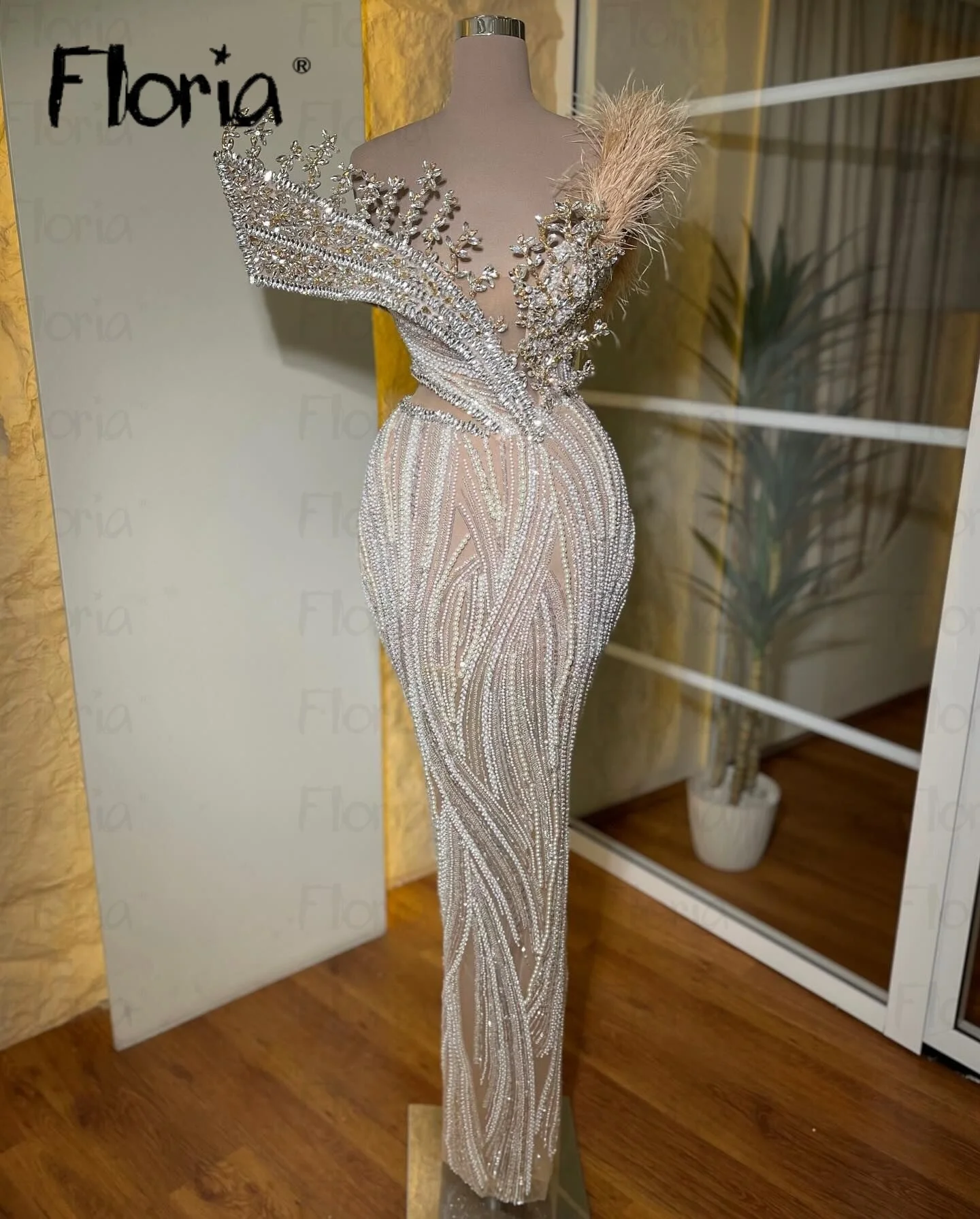 

Aso Ebi Champagne One Shoulder Prom Dress Beaded Lace Second Reception Gown Wedding Guest Dress Customized Celebrity Night Dress