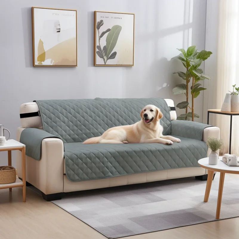Quilted Waterproof Sofa Cover Anti-Scratch Anti-Wear Pet Friendly Furniture Slipcover With Elastic Straps Non Slip Recliner Sofa
