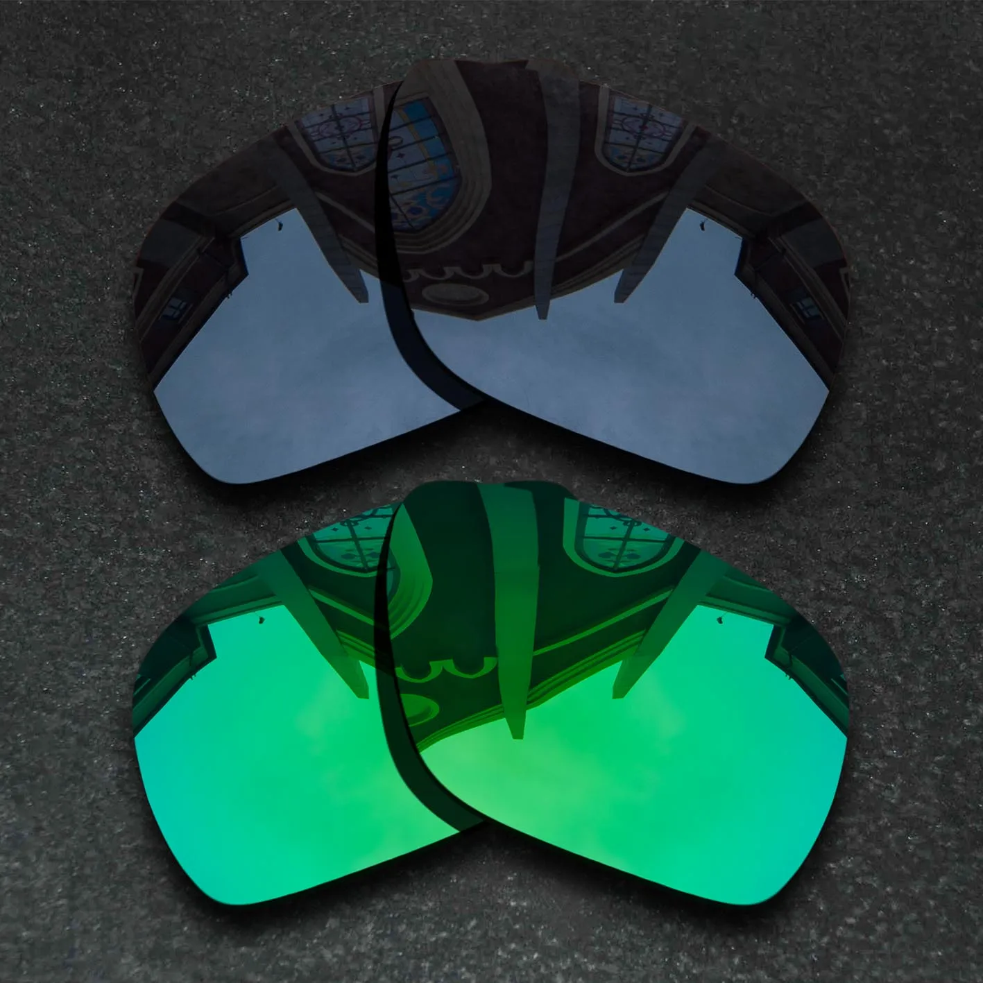 

2SETS Grey Black&Jade Green Sunglasses Polarized Replacement Lenses for Oakley Dispatch 1