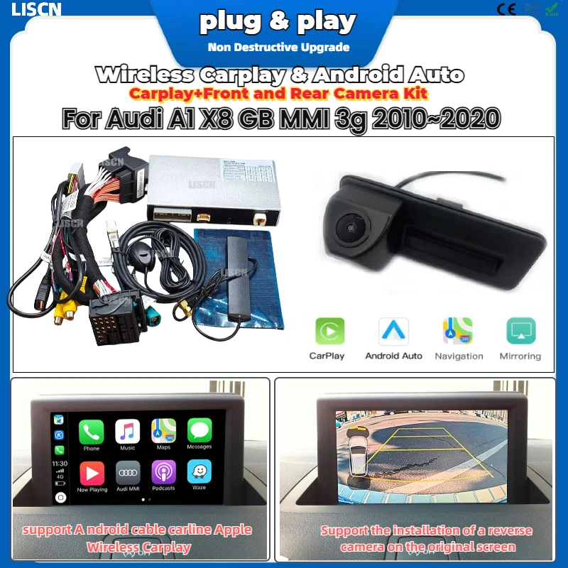 Wireless Carplay For Audi A1 X8 GB MMI 3g 2010~2020 Interface Rear Front Parking Camera Android Original Display Improve Decoder