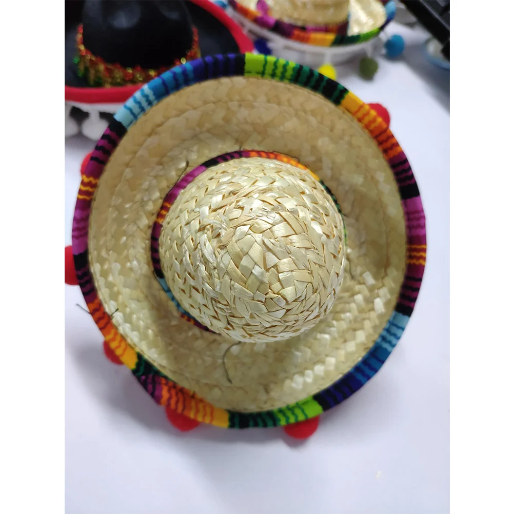 

4pcs Mexican Hat Headband Party Costume Sombrero Hair Hoop Festival Headdress Mini Lightweight Non-Fading Decoration Accessory