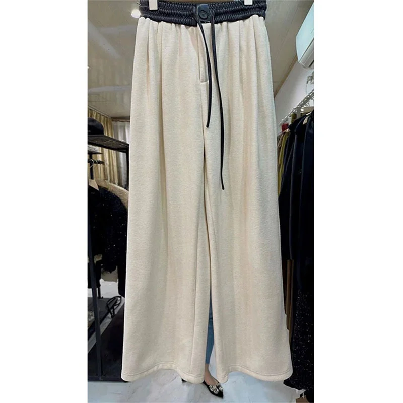 

Брюки унисекс больших размеров, летние, тонкие, прямого кроя, повседневные, с эластичным поясом, широкие штанины, весенние, в американском стиле, свободного кроя