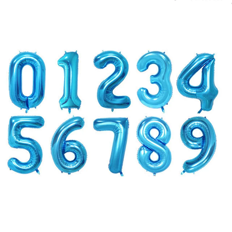 16/32/40 Inch Number Balloon Rainbow Gold Silver Rose Gold 0 1 2 3 4 5 6 7 8 9 Aluminum Foil Balloons Memorial Day Balloons