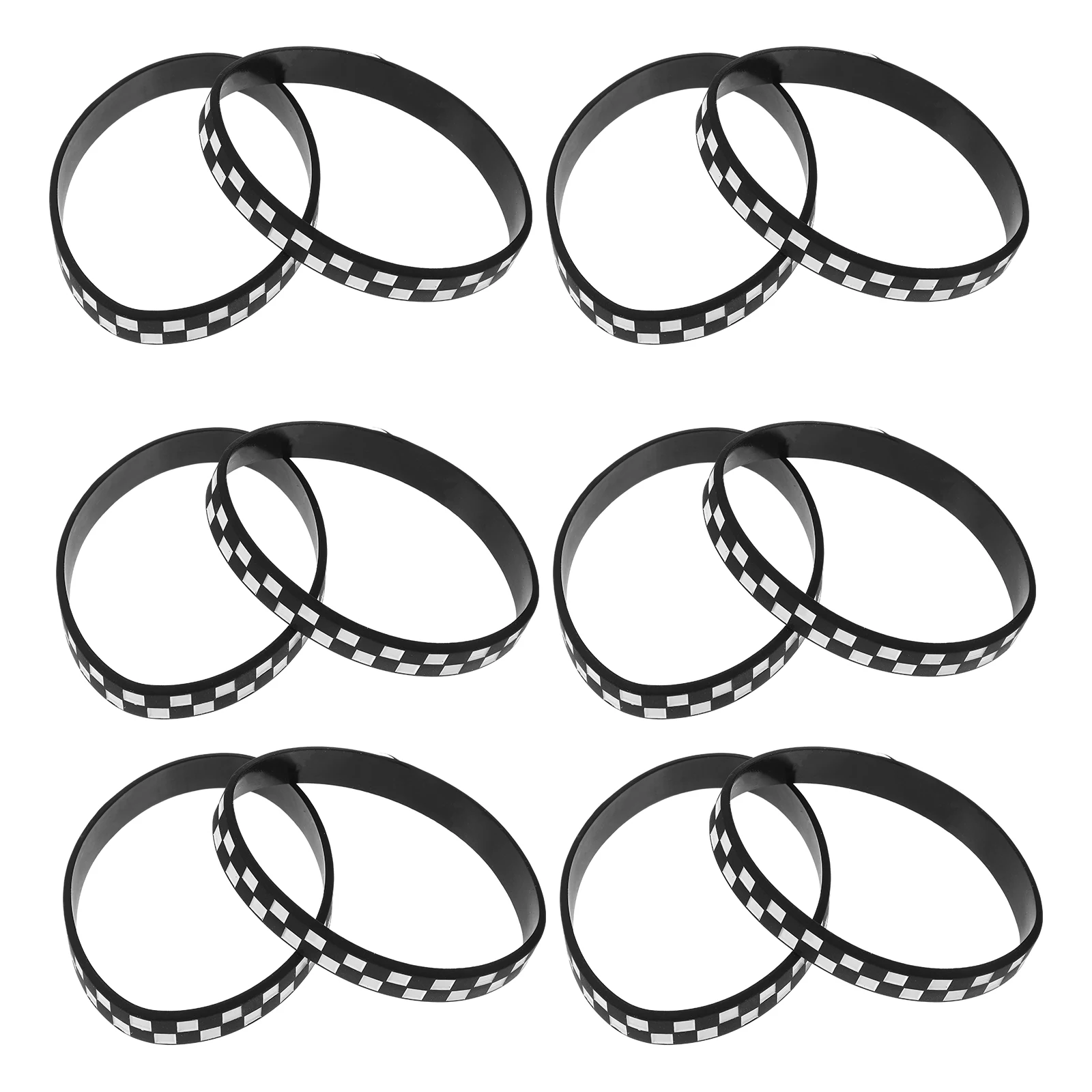 12Pcs Silicone Checkered Wristbands Racing Theme Party Bracelets Lightweight Sports Accessories for Fans Racing Car Wristbands