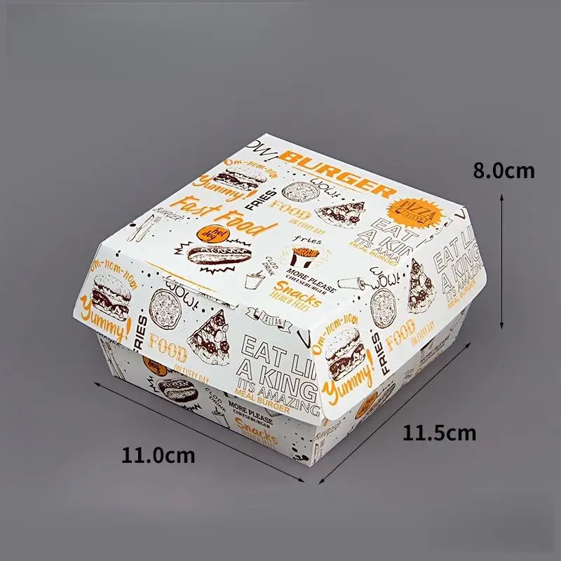 احصل على 50/100 قطعة من صناديق البرجر القوية والمقاومة للدهون، يمكن التخلص منها ومصنوعة من مواد غذائية