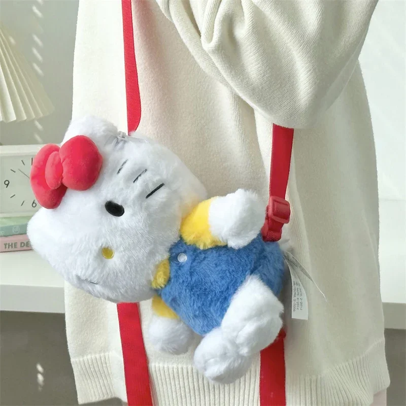 ハローキティぬいぐるみバックパックかわいい漫画のキャラクターデザインダブルジッパー開閉式大容量学校旅行に最適