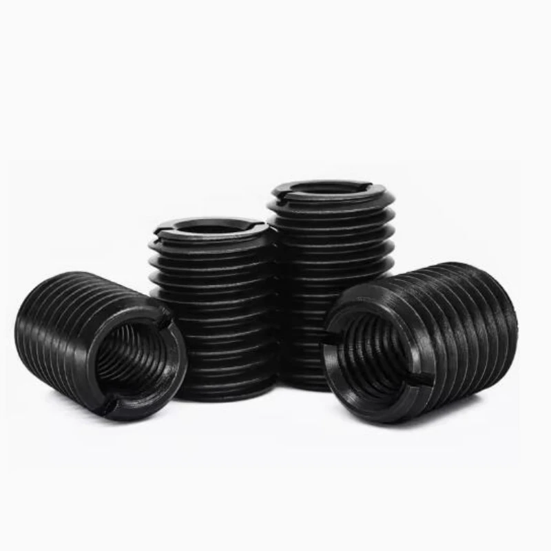 1/2/5/10pcs M3- M20 Blackened 45 Steel Hard Inner and Outer Nut Self Tapping Insert Screw Bushing Slotted Type Thread Repair