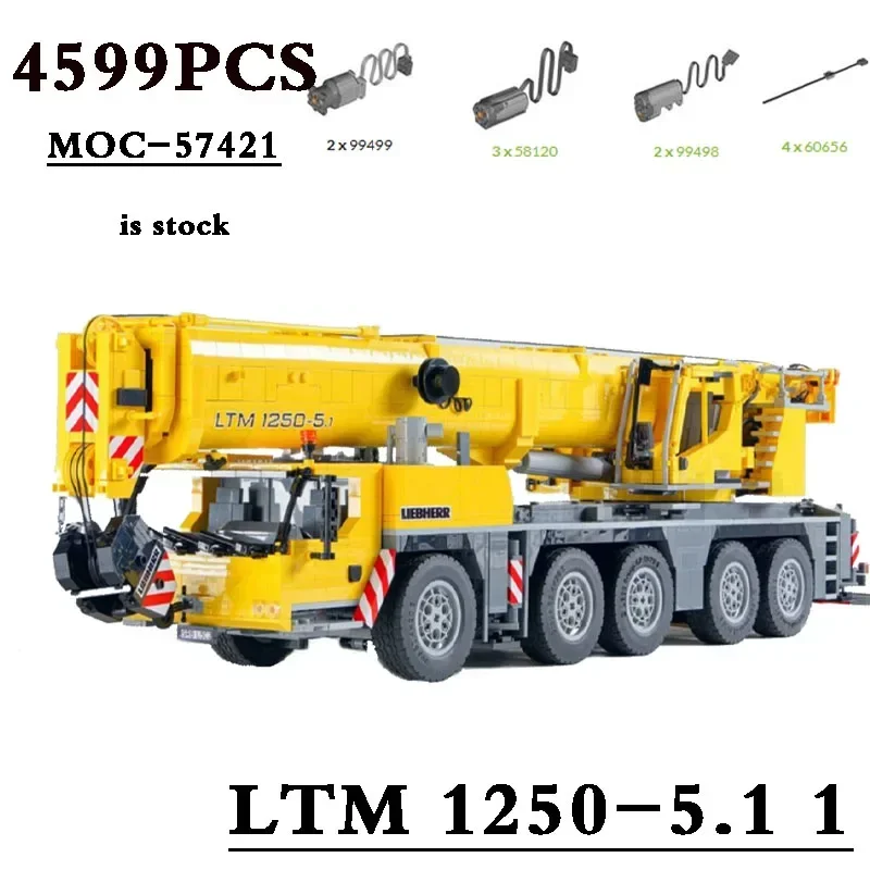 Grue d'ingénierie électrique RC, grue mobile, jouet de nuits de construction, cadeau d'anniversaire bricolage, LTM 12Liqu5.1MOC-57421, 4599 pièces