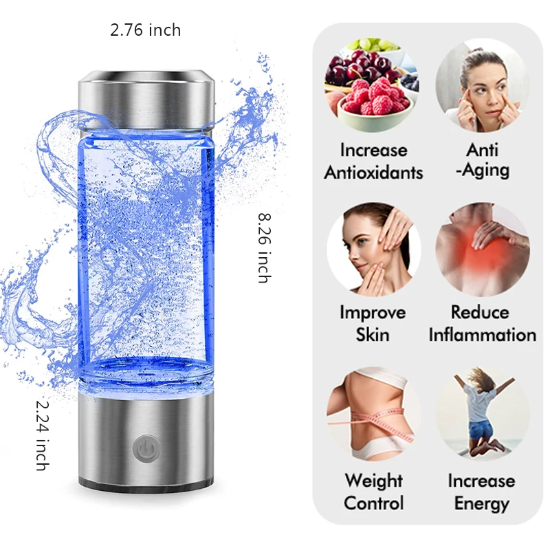 

C2 Electric Water Bottle Mug Filter Hydrogen Generator Ionizer Maker Hydrogen-Rich Water Antioxidants Orp Hydrogen Bottle Cup