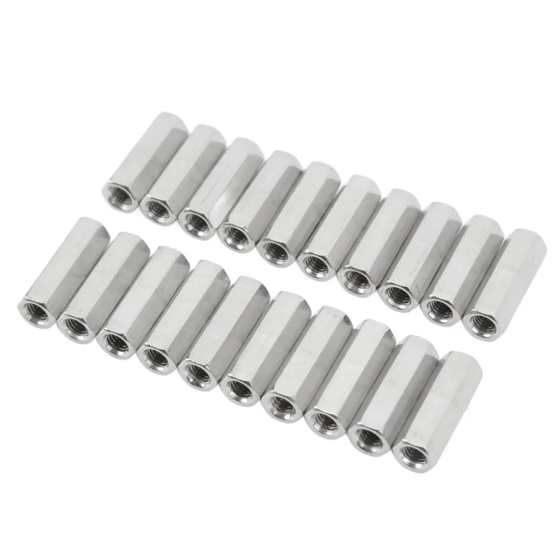 20 Pcs Hex Coupling Nut M5x0.8 L25mm Rust Corrosion Resistance Stainless Steel Threaded Rod Connectors