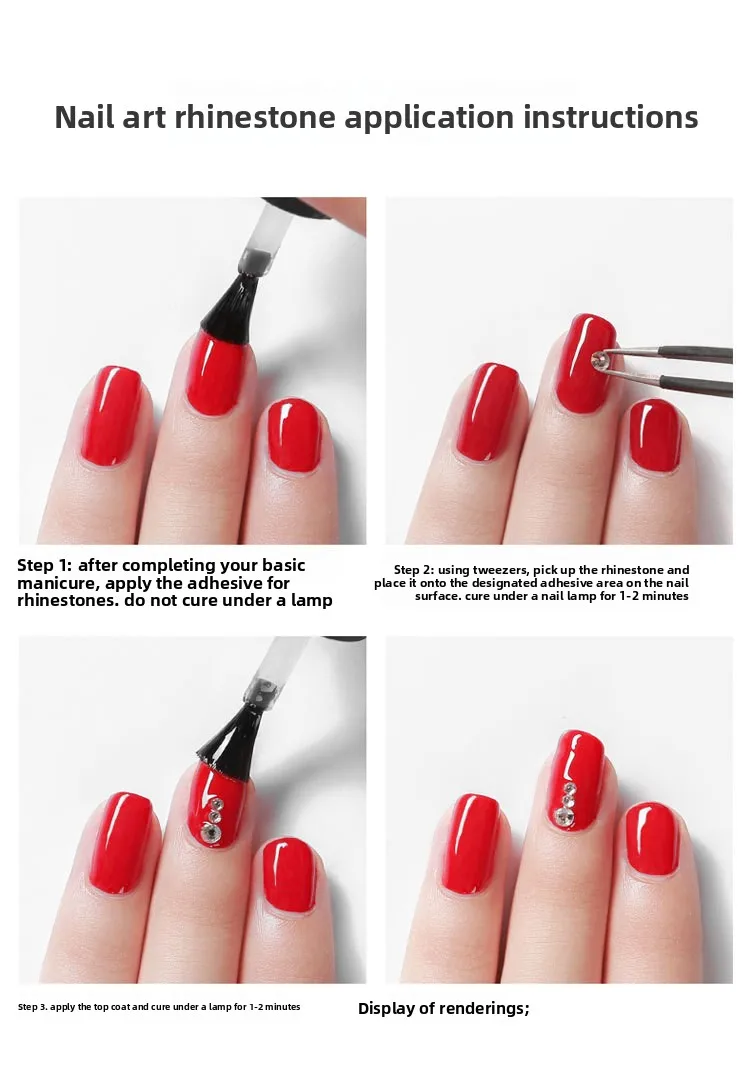 Nail Art Jewelry 12 Grid Acrylic Rhinestone Silver Bottom Transparent White Size Mixed Flat Bottom Diamond AB Color Nail Diamond