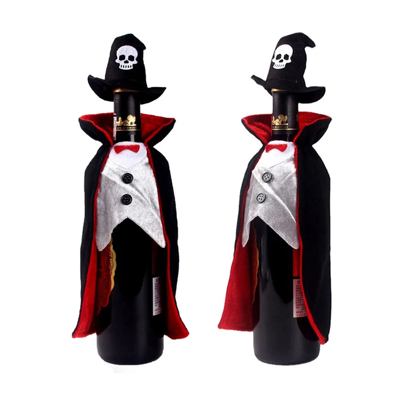 Fun Cape Design Halloween Wine Bottle Covers Cloth Art Funny Cloak Wine Bottle Covers Cartoon Dustproof Red Wine Bottle Bag