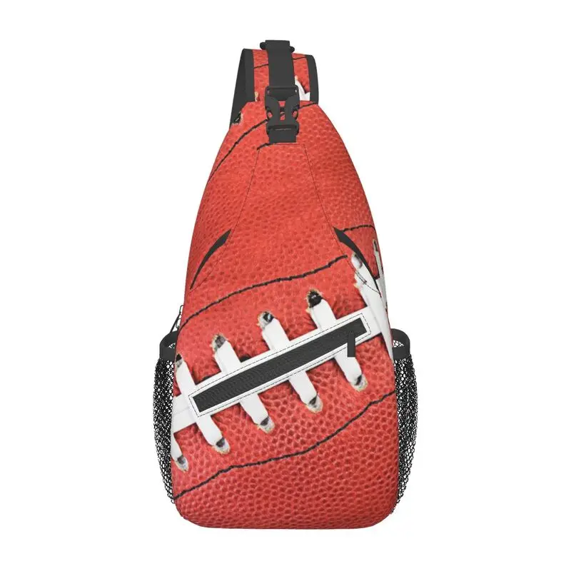 American Football Laces Sling Crossbody zaino uomo Custom Soccer Sport Pattern borsa a tracolla sul petto per viaggi escursionismo Daypack