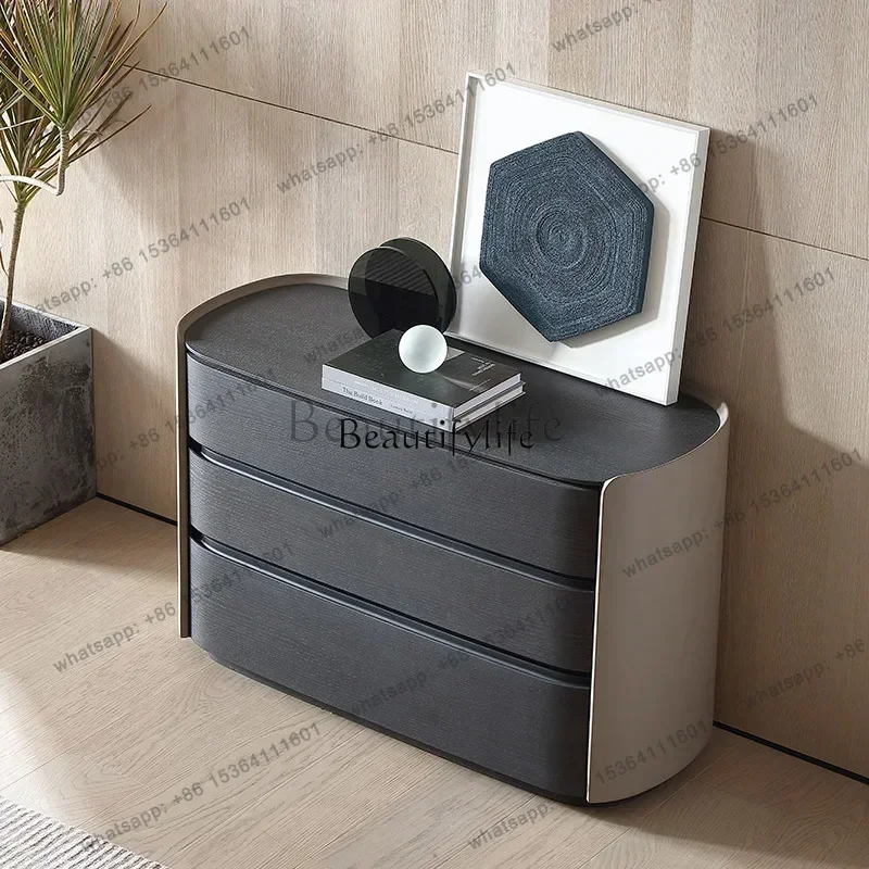 Italian light luxury solid wood three-bucket cabinet modern simple restaurant storage cabinet