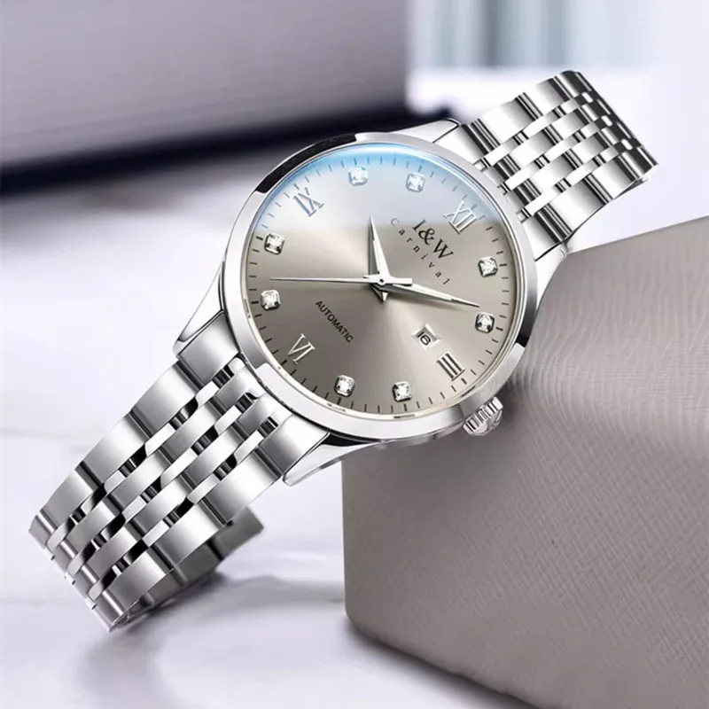 CARNIVAL Brand Women Fashion Watches Ladies Luxury Waterproof Sapphire Calendar Automatic Mechanical Wristwatch 2025 Reloj Mujer