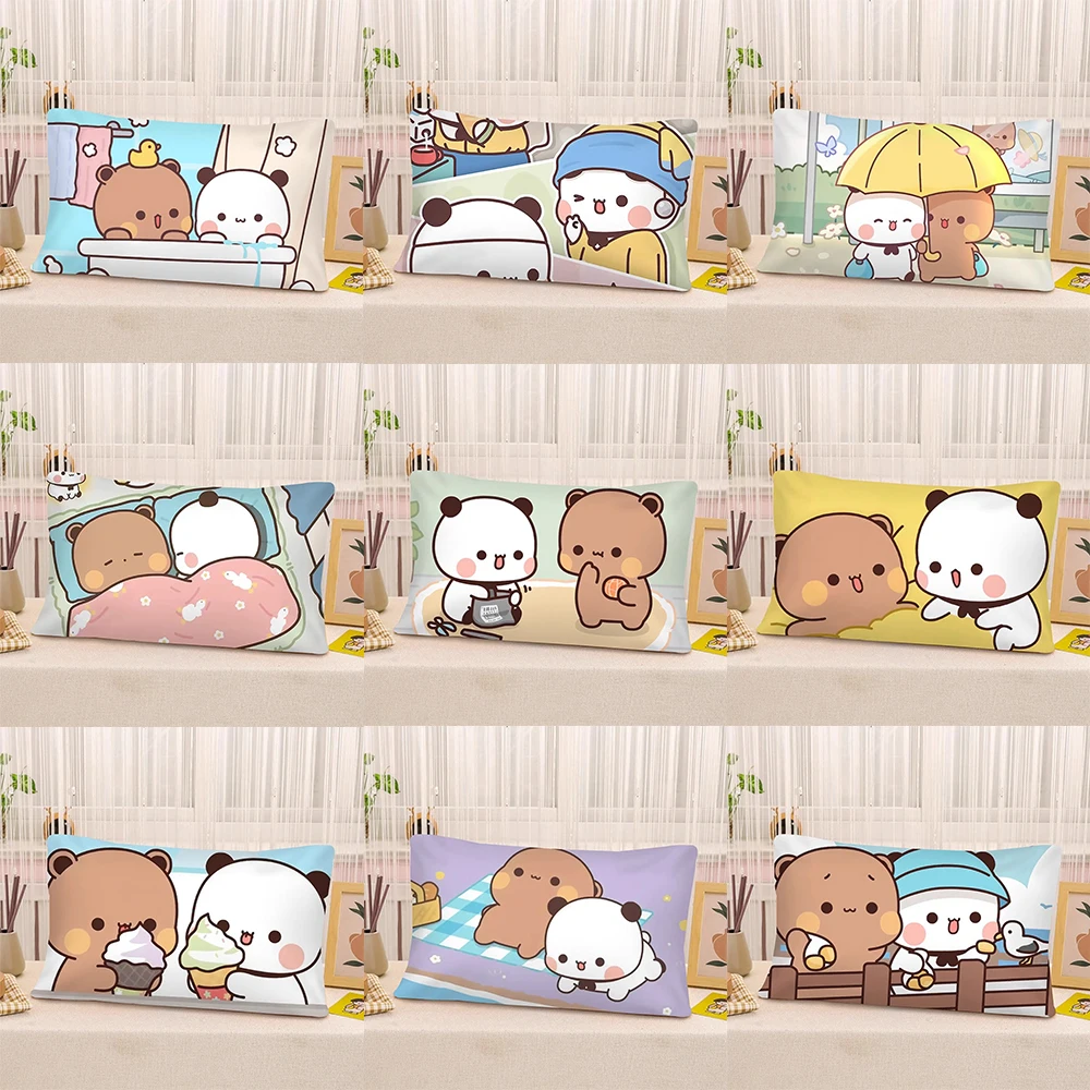 Cute Cartoon Bear and Panda Pattern Pillowcases for Sweet Dreams! Sofa cushion cover, room home decorationortable