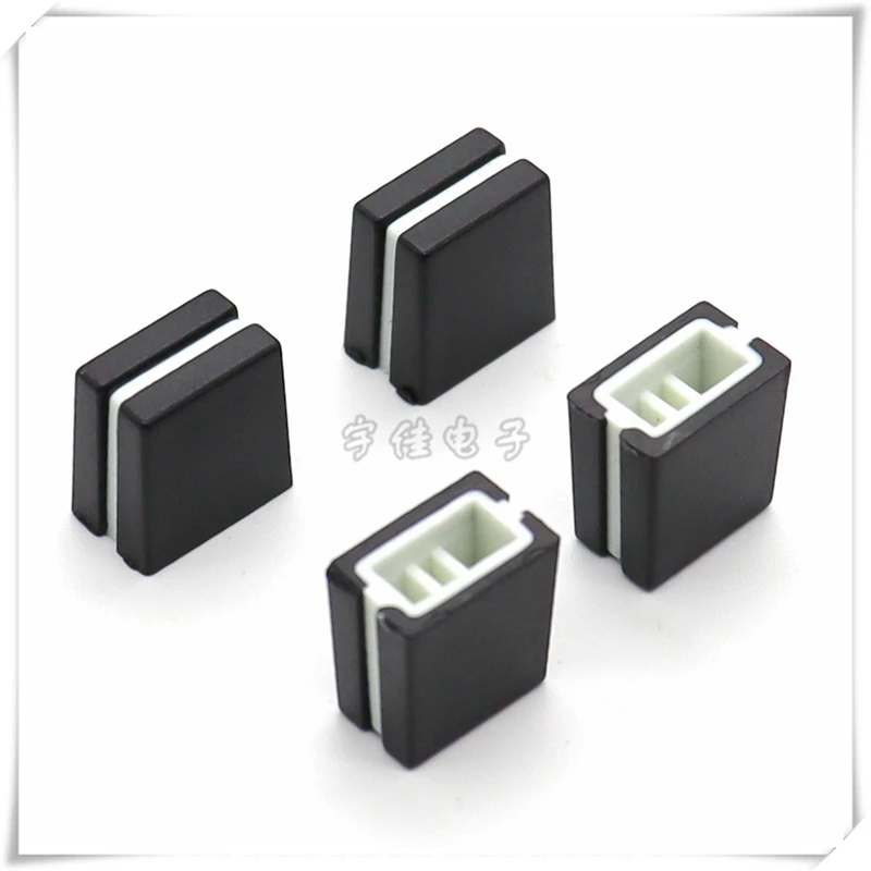 10PCS Black And White Straight Slide Potentiometer Button Cap 4MM Fader Cap Mixer Putter Cap Plastic Console Volume Cap