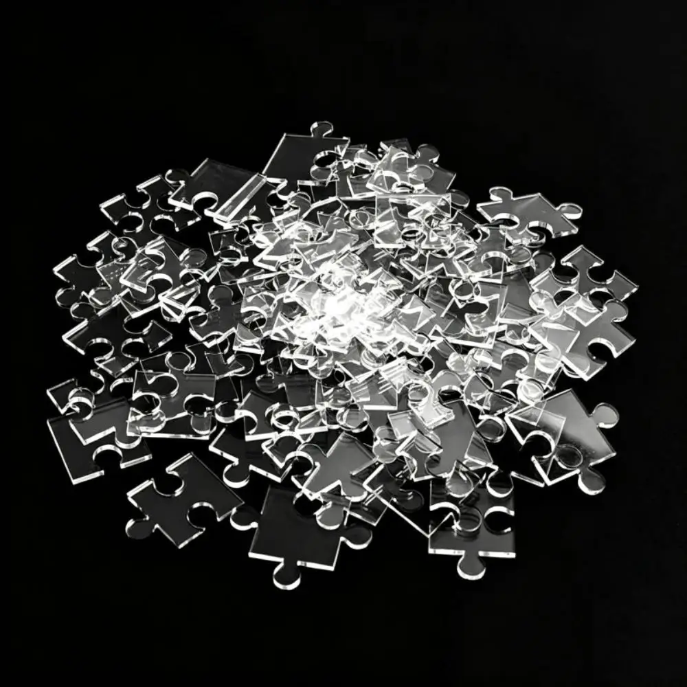 49/121/200/300Pcs Clear Blank Puzzle Educational Brain Teaser Transparent Puzzle Difficult Impossible Acrylic Puzzle Jigsaw