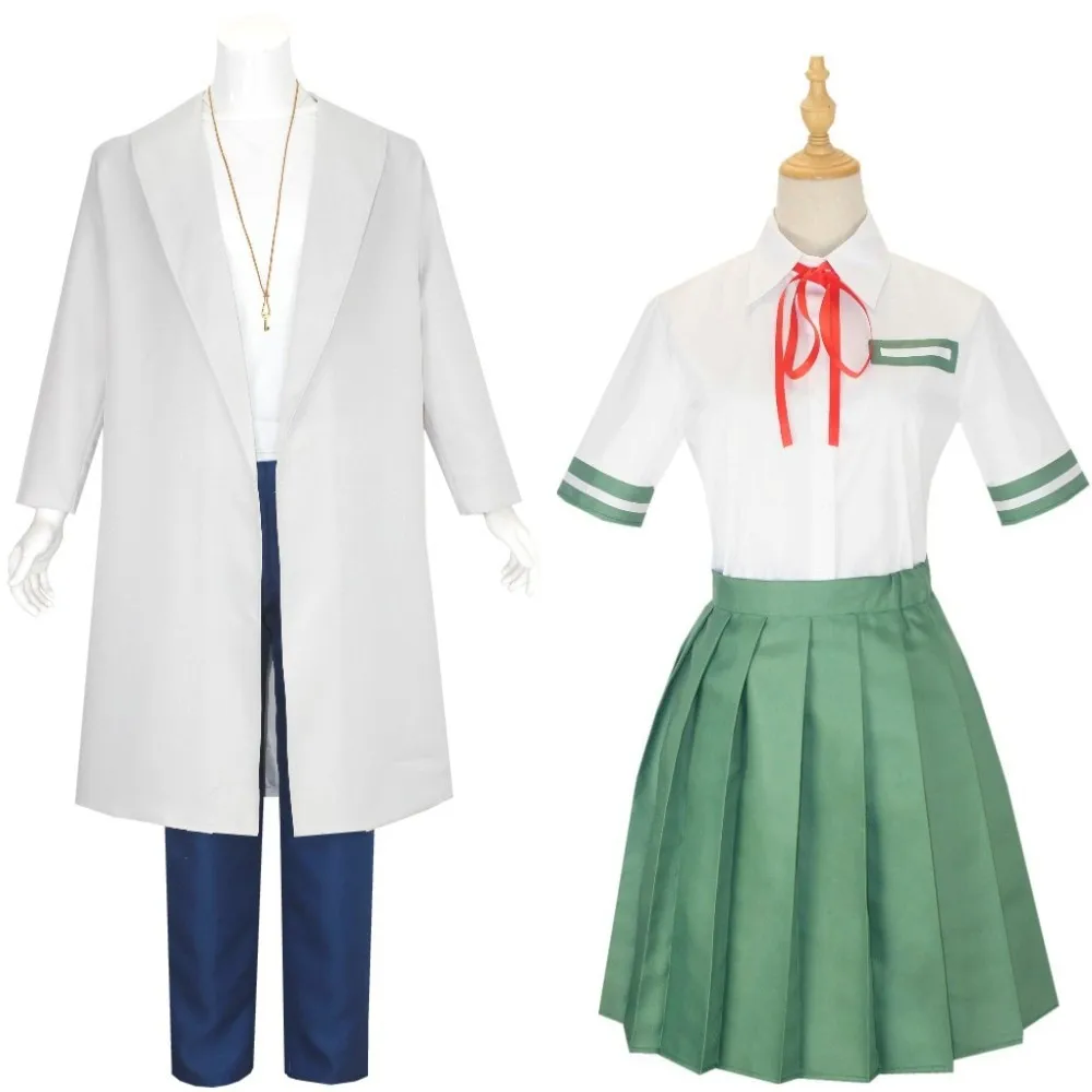 Suzume Iwato Cosplay Costume Wig Anime Suzume No Tojimari Green Dress JK Sailor Suit Red Hairpins Suzume's Door-Locking Women