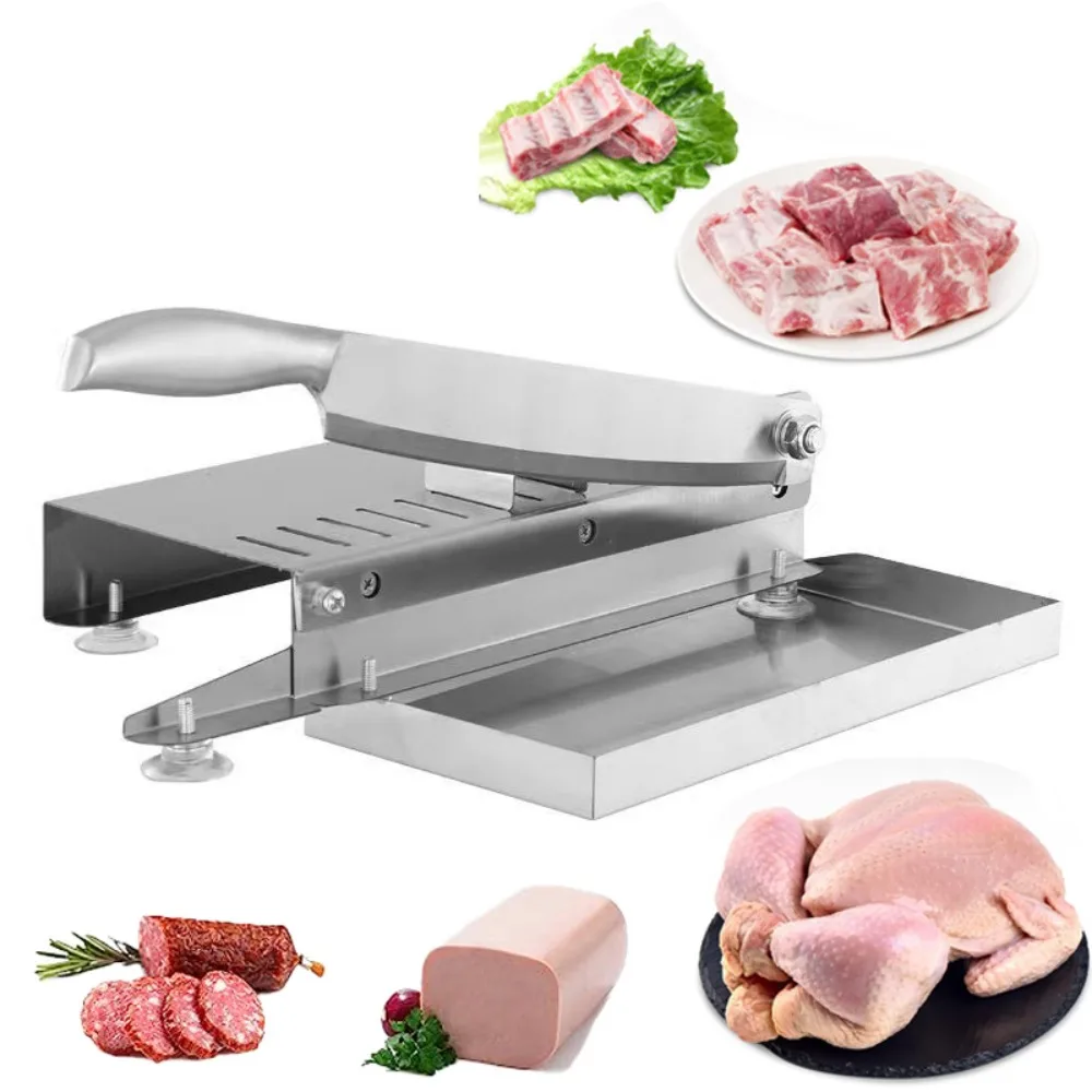 

Manual Meat Slicer Meat Bone Cutter Machine Commercial Kitchen Jerky Frozen Meat Rib Chicken Fish Deli Food Slicing Home Cooking