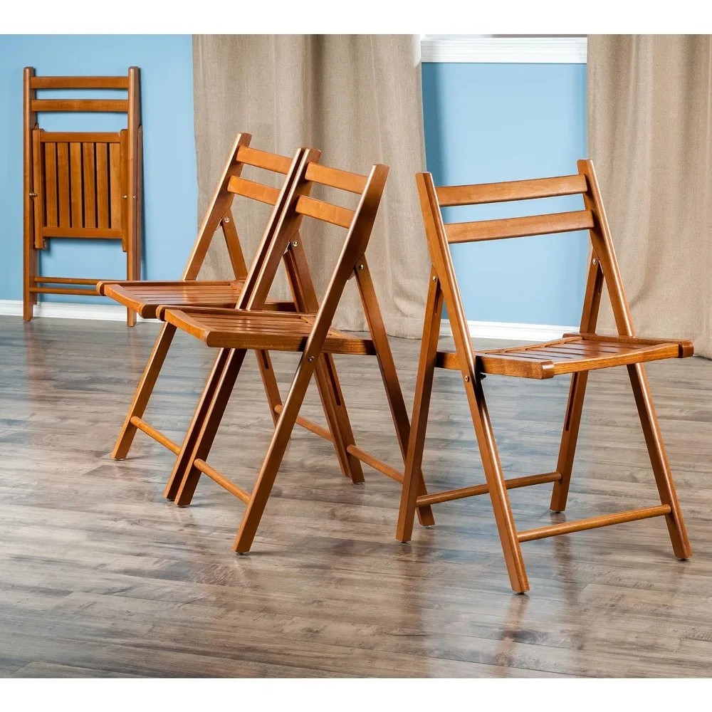 Folding Chair Set of 4 in Teak for Compact Spaces - Indoor & Outdoor Use