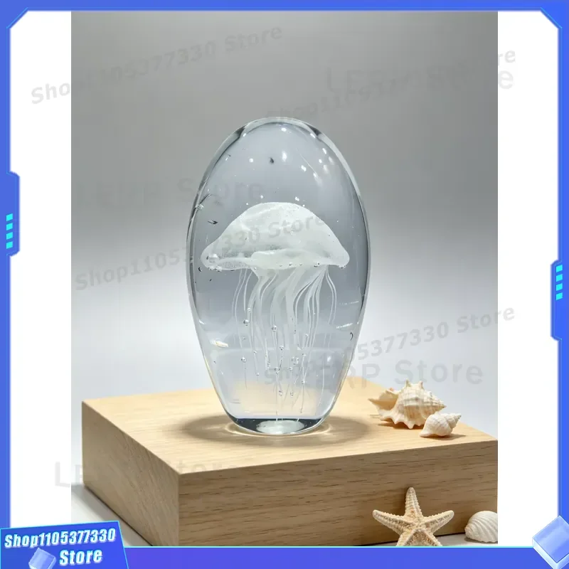 Luxury Handmade Glazed Crystal Glass Imitation Jellyfish Ornament Miniature Desktop Decoration Art Piece From Shandong China