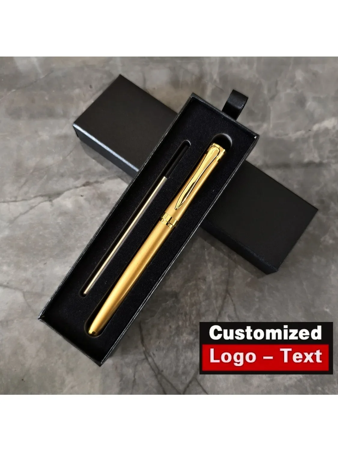 Luksusowy metalowy długopis kulkowy z klipsem, długopisy do podpisywania dokumentów, artykuły biurowe do pisania w biznesie, personalizowane etui z logo i imieniem, prezent. — zdjęcie produktu 7