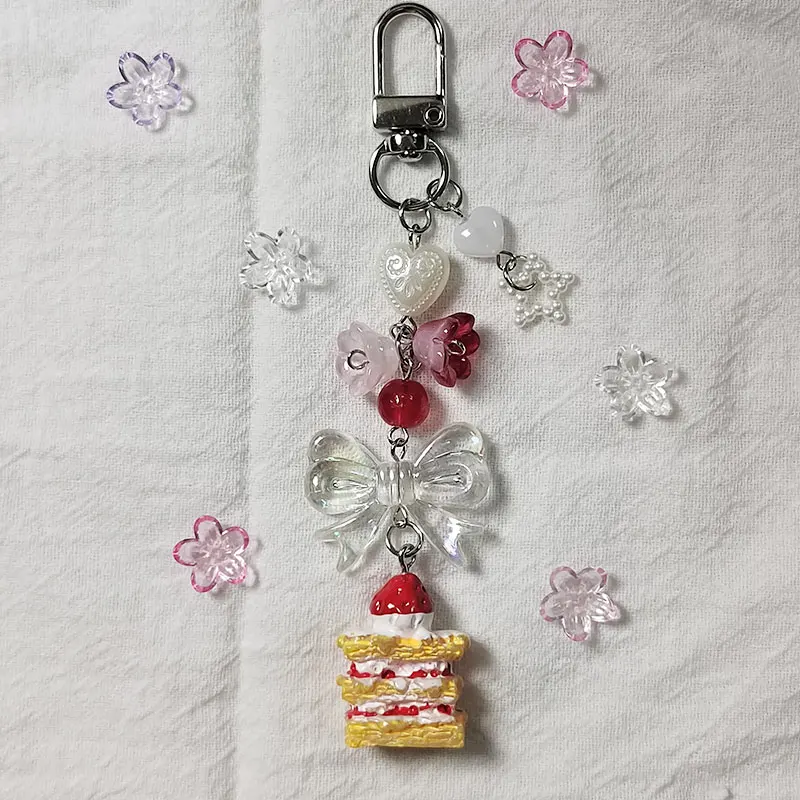 Strawberry Cake Matching Mobile Phone Pendant Food Keychain
