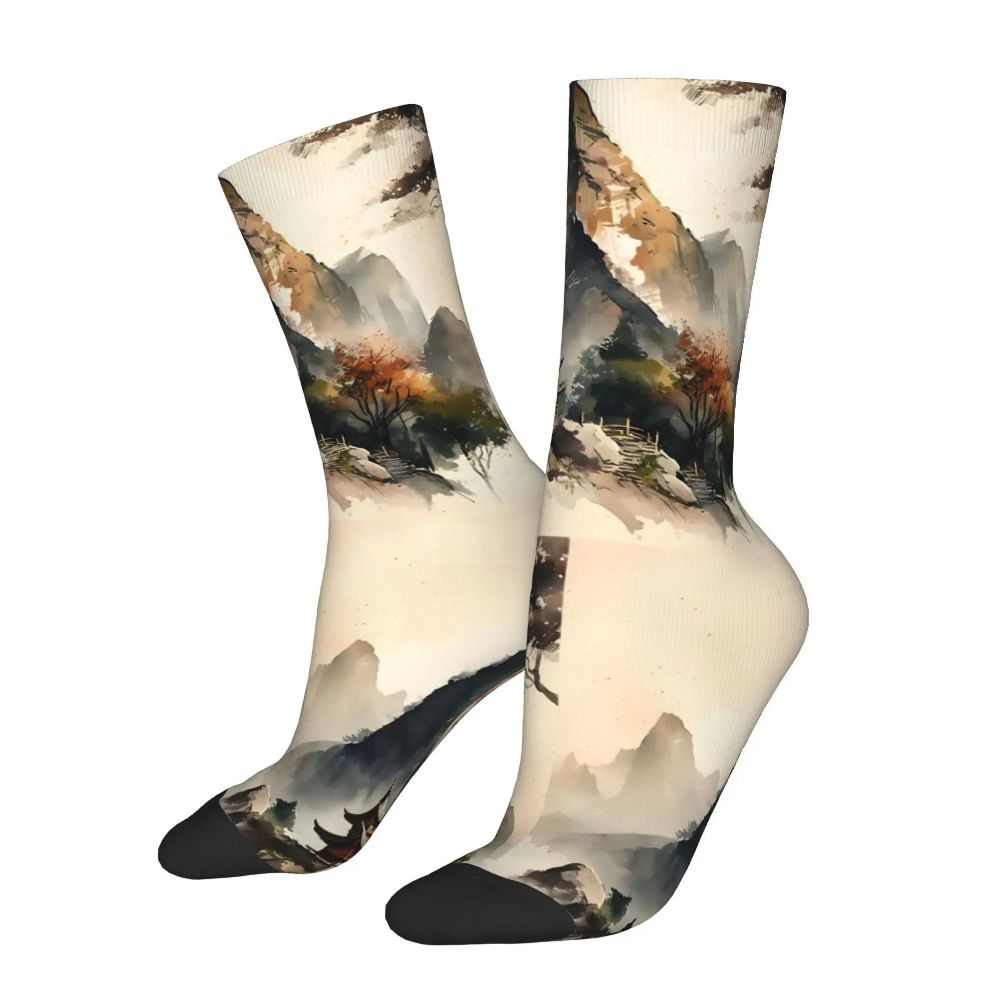 

Mountain Watercolor Unisex Winter Socks Happy Socks Street Style Crazy Sock