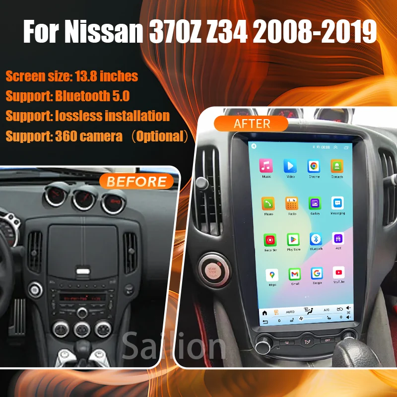 2Din Android 15 Car Stereo For Nissan 370Z Z34 2008-2019 Tesla Sreen Car Radio Automotive Multimedia Player WIFI DSP GPS Carplay