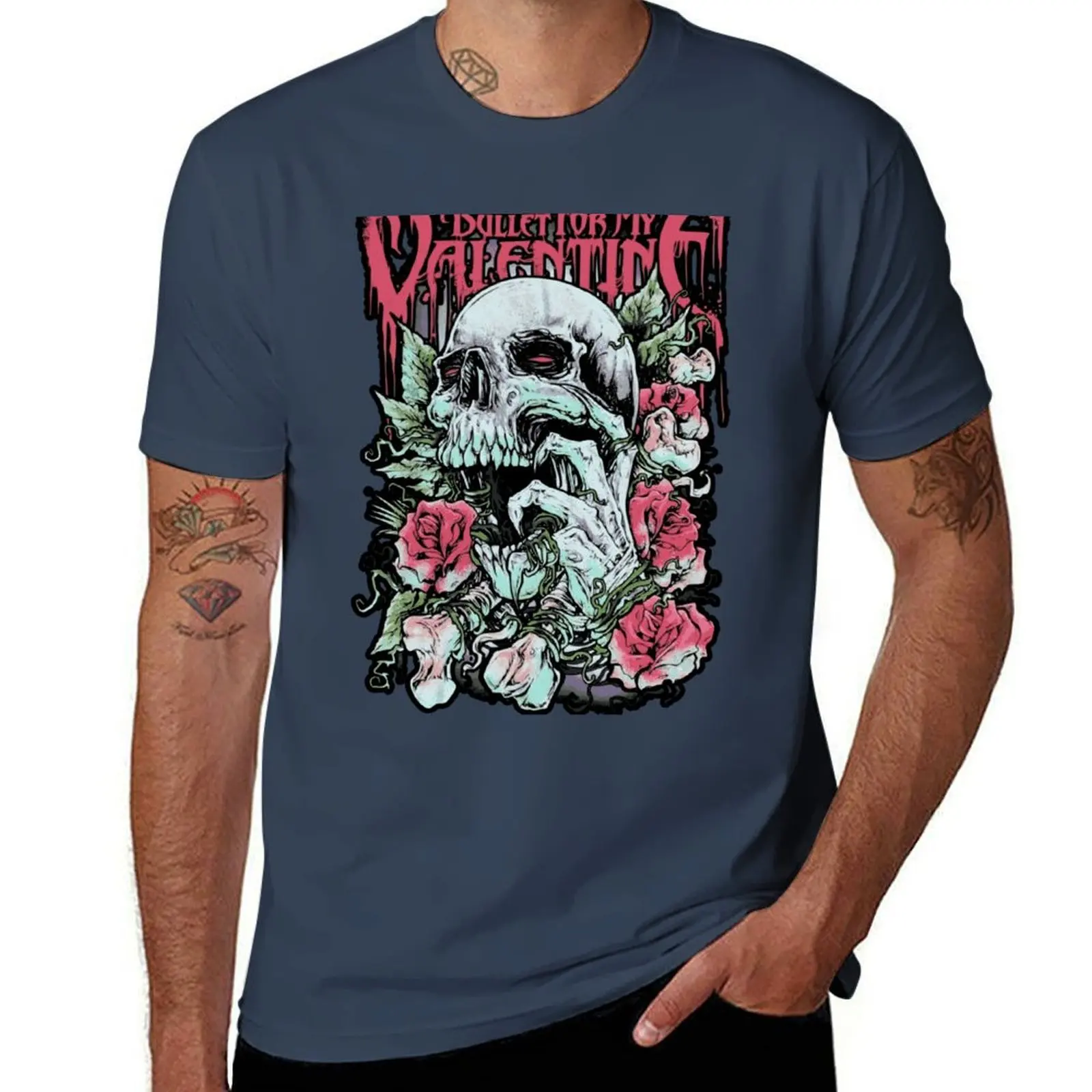 

BFMV Skull Roses T-Shirt Odor Resistant Short Sleeve Top