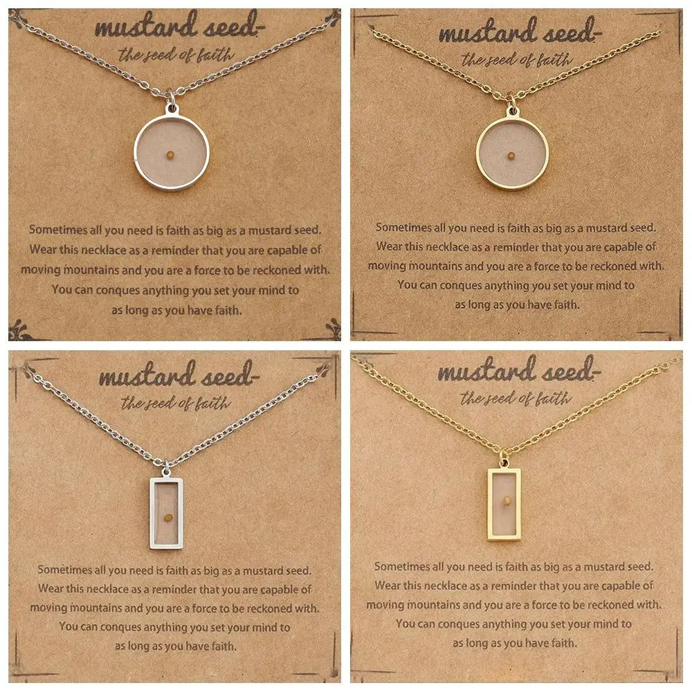 New Christian Gift Mustard Seed Gold Color Silver Color Pendant Stainless Steel the Seed of Faith Chain