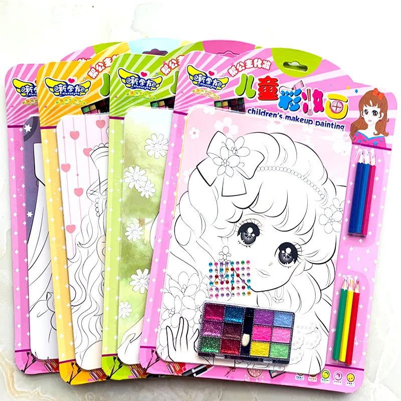 Enfants créatif à la main bricolage Graffiti peinture copie coloré dessin jouets ensemble princesse fille sécurité maquillage peinture jouet
