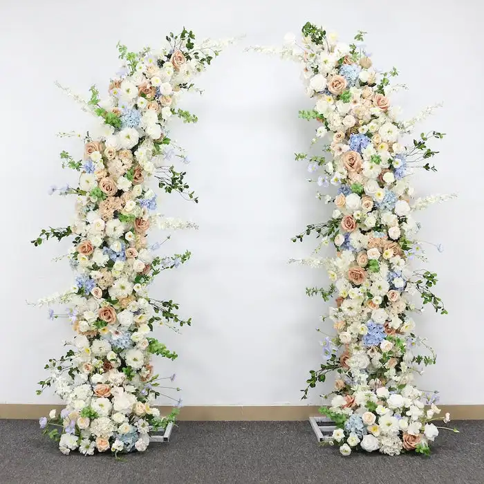 

Custom series Champagne Rosebud Corner Arch wedding decoration artificial flower props fake flower row party background wall