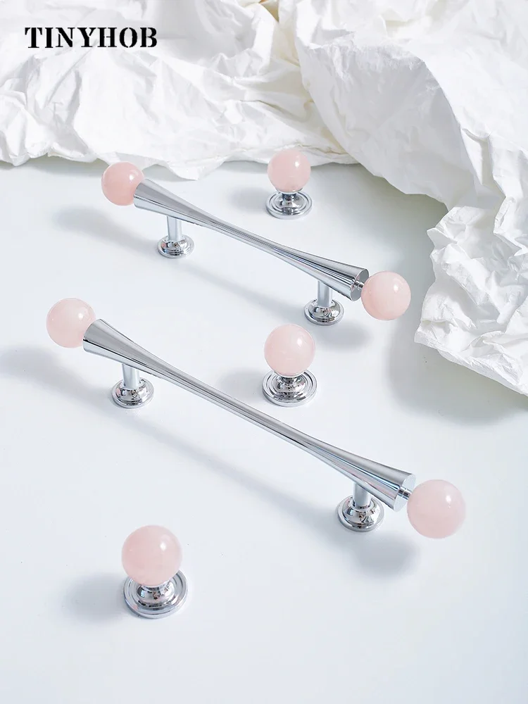 Light Luxury /Brass+Ball White Crystal Cabinet Knobs Cupboard Long Handles Furniture Hardware Drawer Pull Kitchen Accessories