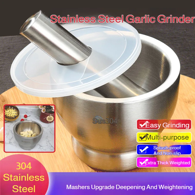 

Ручная мельница для чеснока из нержавеющей стали, измельчитель для чеснока, двойной мини-пресс, горшок для трав, перца, специй, растворы, кухонная утварь