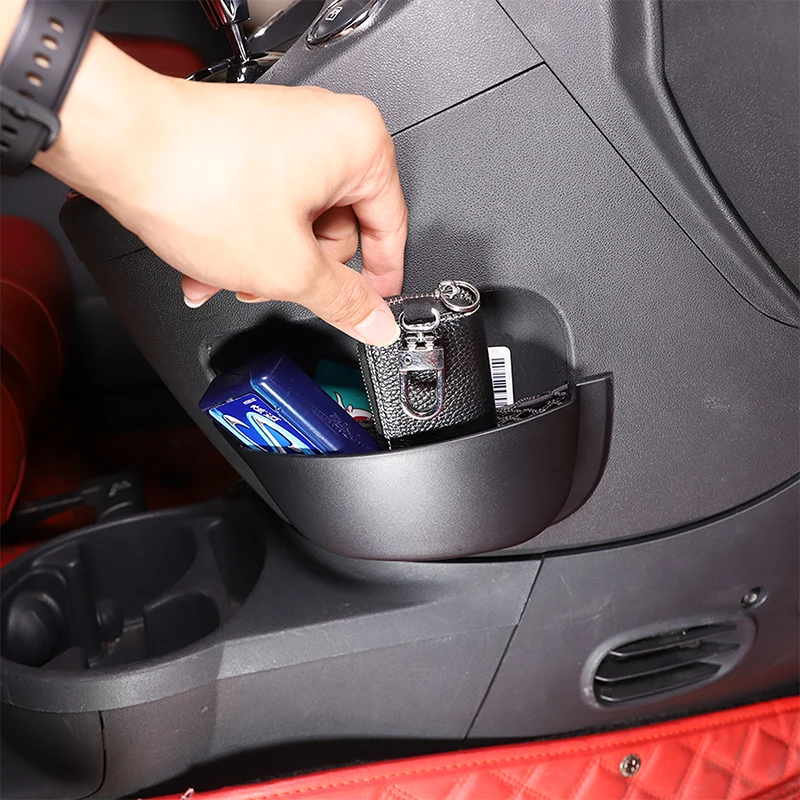 Für Fiat 500 2011-2017 ABS schwarz auto mittelkonsole seite aufbewahrungsbox handy box schlüssel box auto aufbewahrungsbox zubehör