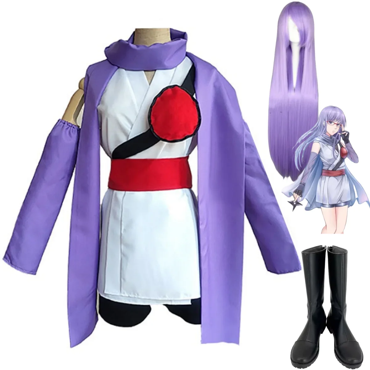 

Anime GINTAMA Sarutobi Ayame Cosplay Costume Wig Japanese Kimono Fighting Uniform Woman Sexy Carnival Masquerade Ball Suit