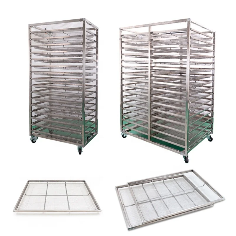 Multi Layers Movable Stainless Steel Bakery Pan Rack Tray Trolley for Fruit Meat Food Fish Baking Cooling