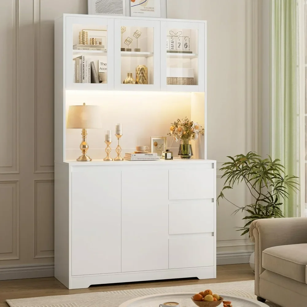

71" Kitchen Pantry Cabinets,Modern Kitchen Cabinet Hutch Cabinet with Storage and Microwave Stand,Pantry Cabinet Buffet Cabinets