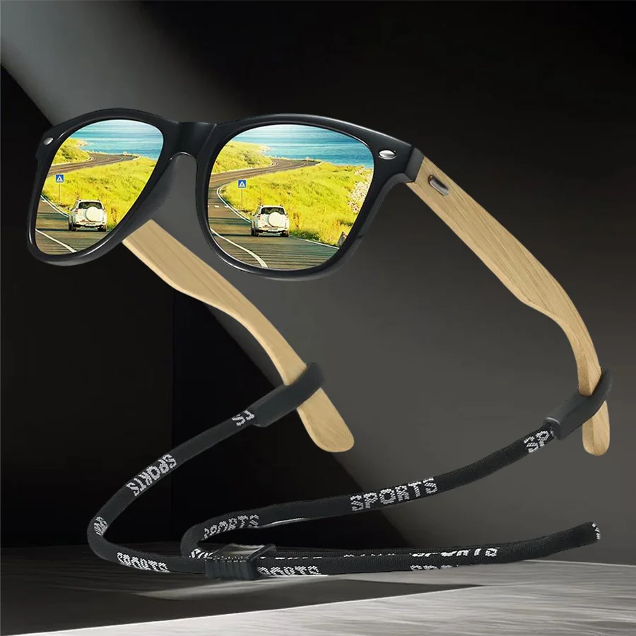 نظارات شمسية كلاسيكية UV400 للرجال والنساء نظارات خارجية عصرية مع سلسلة لقيادة الصيد والسفر والجري