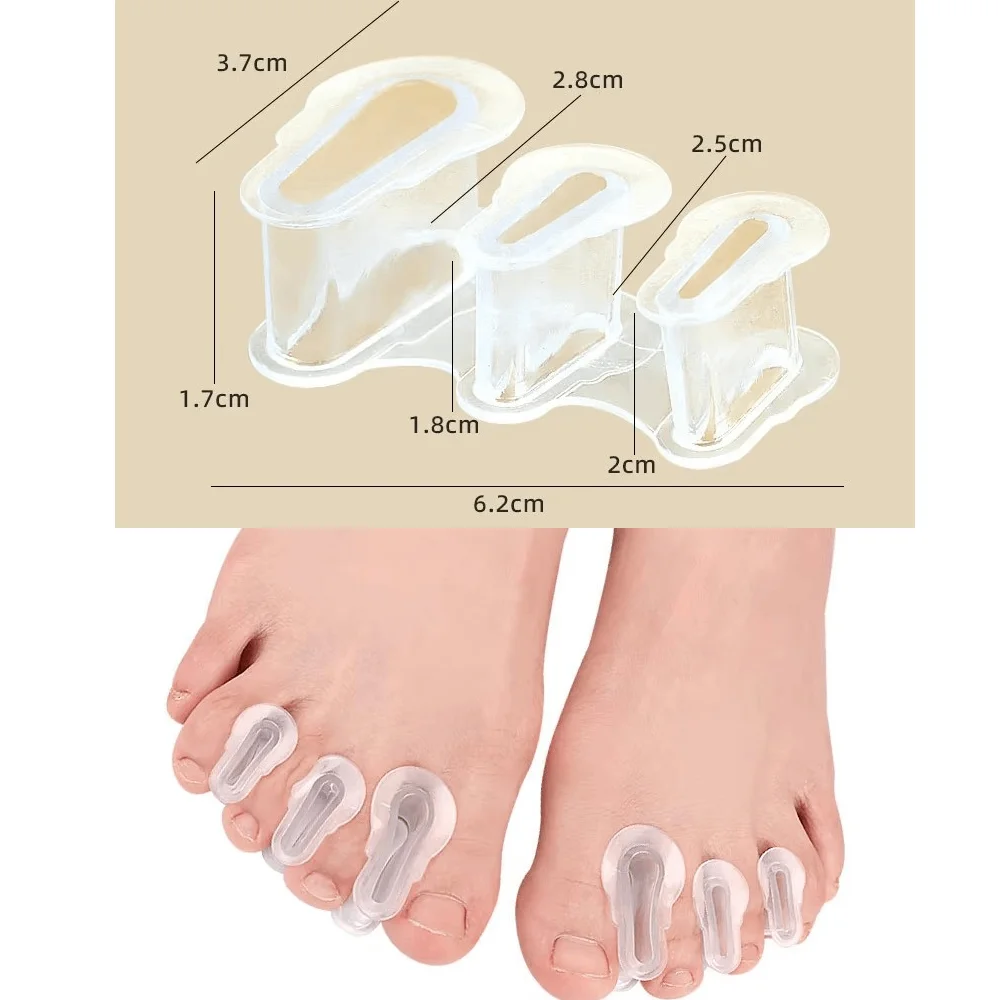 

1/10Pairs Silicone Toe Finger Separator 3 Hole Hallux Valgus Orthopedic Spacers Bunion Care Overlapping Hammer Foot Corrector