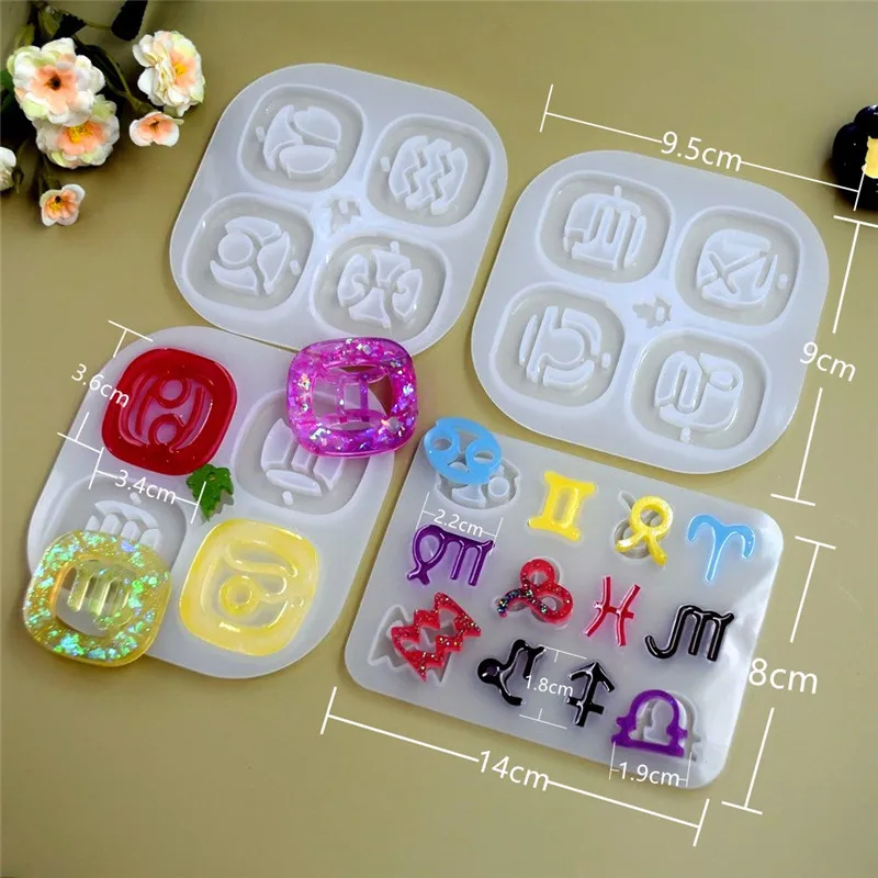 SNASAN Silicone Mould Constellation DIY Jewelry Pendant Key Chain UV Epoxy Resin Silicone Mold Handmade Tool Casting Mold