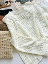 Dames los casual uitgehold T-shirt met lange mouwen Tops geschikt voor lente zomer resort drop schouder crop trui