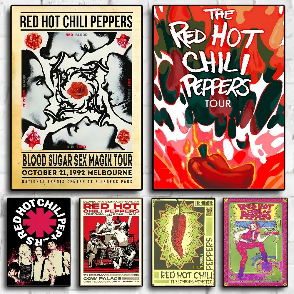 R-Red Hot C-Chili Peppers  Anime Posters Sticky Whitepaper Sticker DIY Room Bar Cafe Kawaii Room Decor