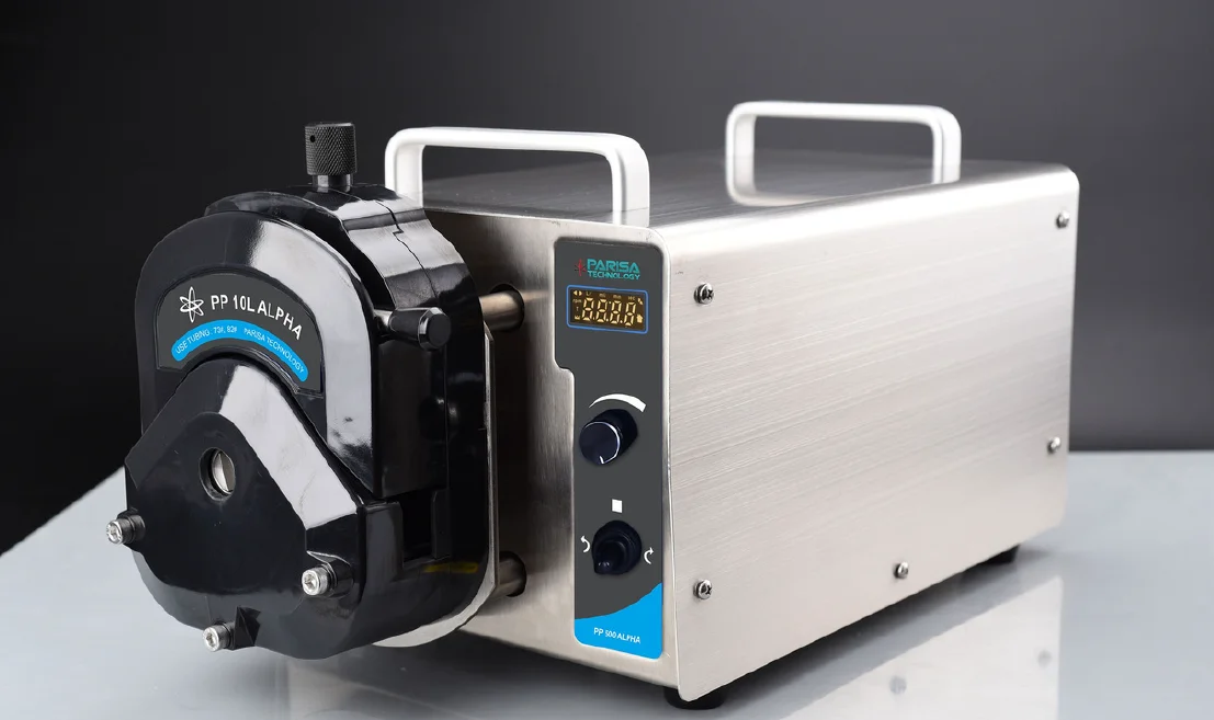 Parisa PP 500 Alpha Single Head Peristaltic Pump Stainless Steel Impeller 600 RPM 12 LPM Flow Adjustable Speed LED Display 5 Mtr