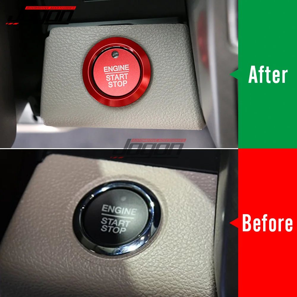 Car Engine Start Stop Switch Button Overlay Cover Trim For Ford F-150 Fusion Explorer Focus Edge Taurus Car Stickers Accessories