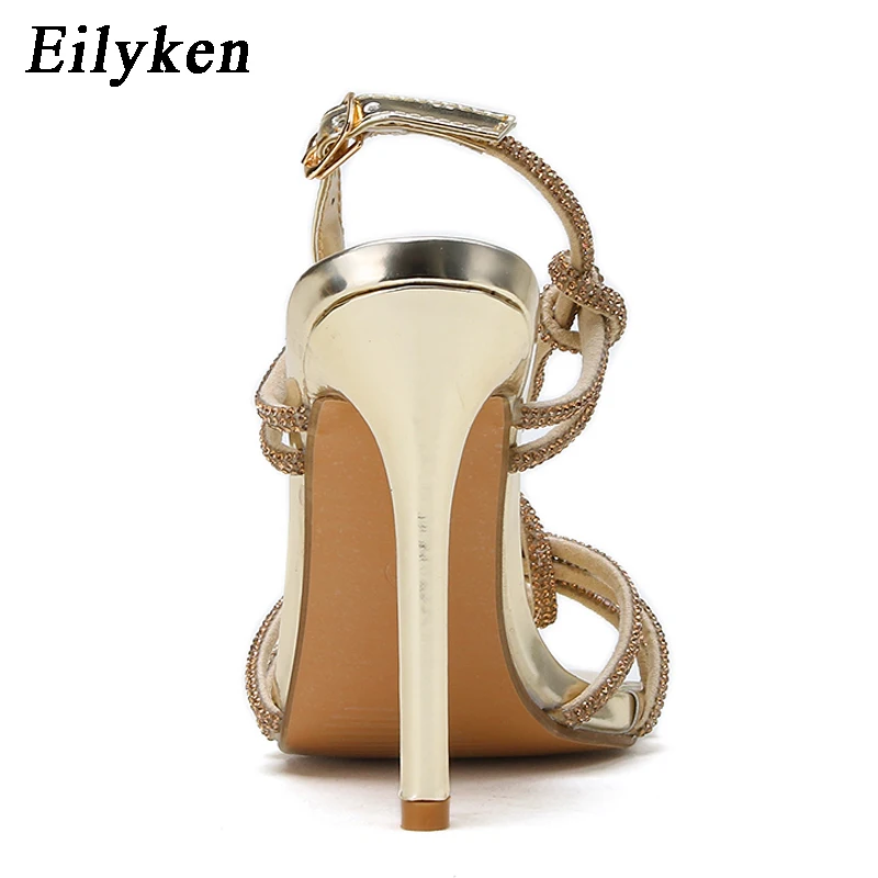 Eilyken Sexy Crystal Buckle Strap Sandals Women Summer Party Wedding Banquet Fashion Open Toe Club Stripper Heels Shoes