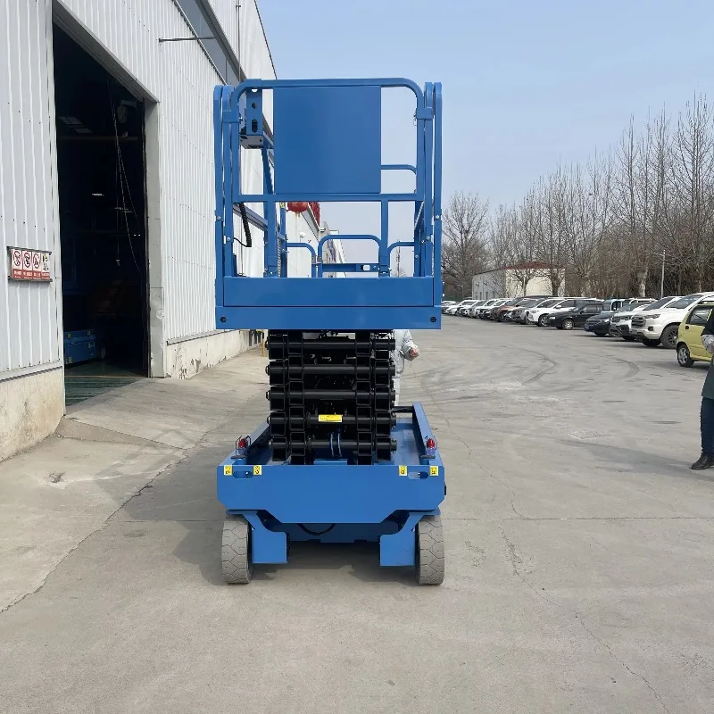 Automatic Walking Scissor Lift Lifting Platform Low Price Self Propelled 4-14m Work Platform Mini Wheel Type Scissor Lift