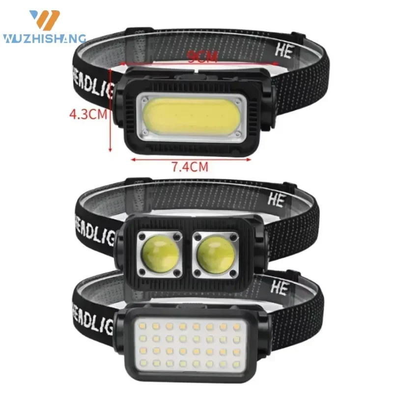 Camping COB Headlamp Type C Rechargeable 18650 Battery Waterproof Technology Adjustable Headband Professional Lighting System